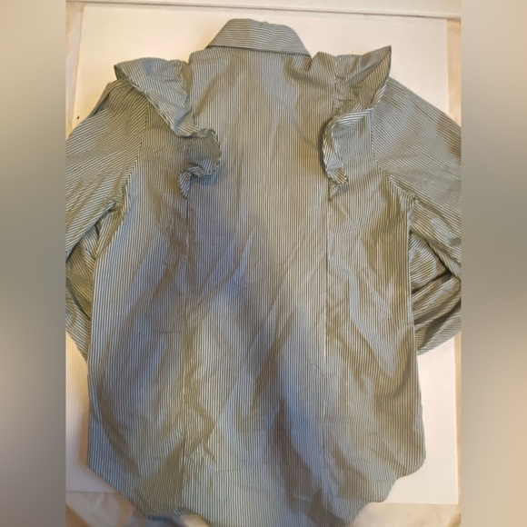 Petersyn Revolve Ruffle Pinstripe Button Down Tunic Sz small A15 - Picture 4 of 5